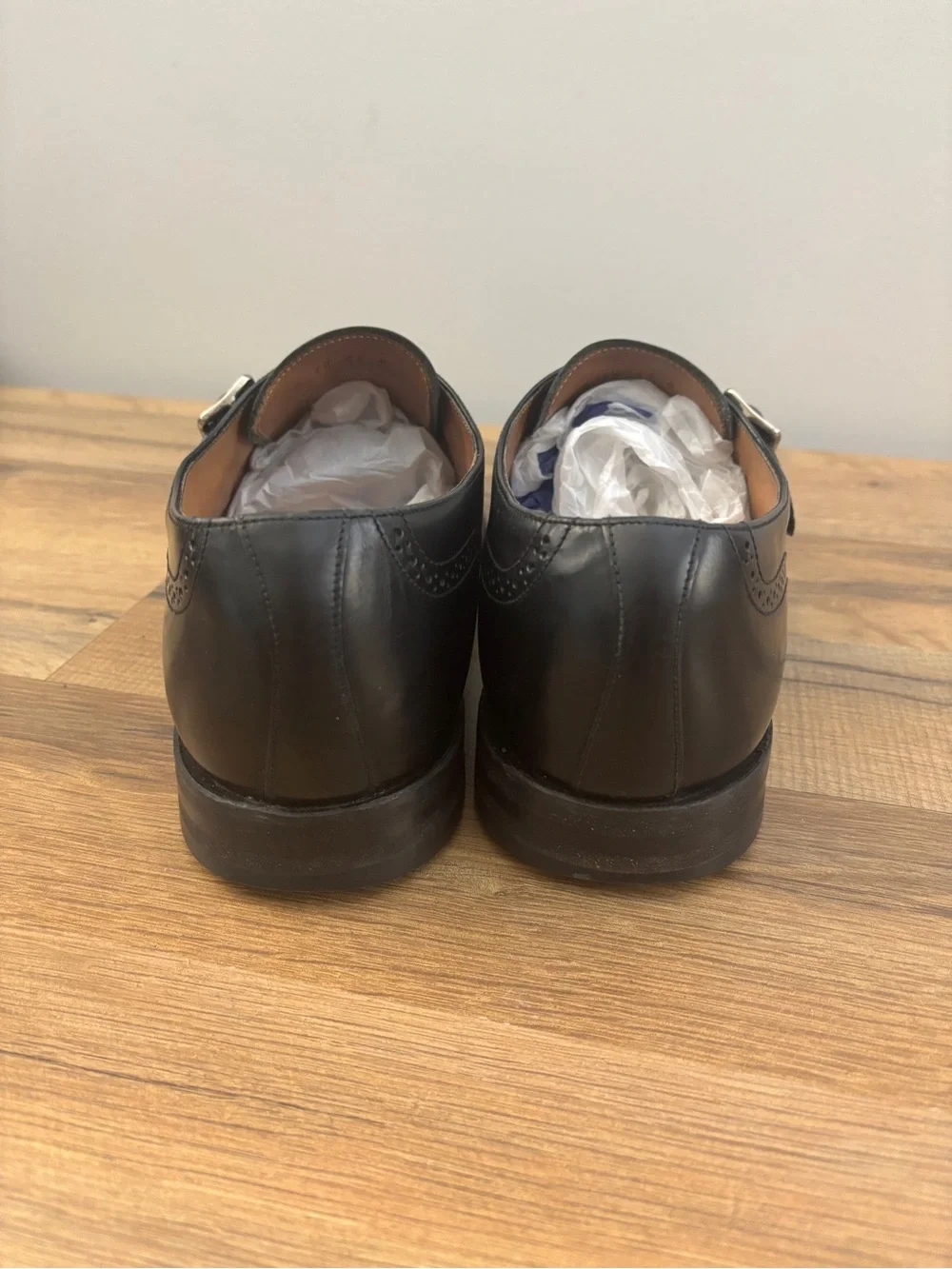 Charles Tyrwhitt Compton Leather Monk Strap Wingtip Brogue Shoes Black